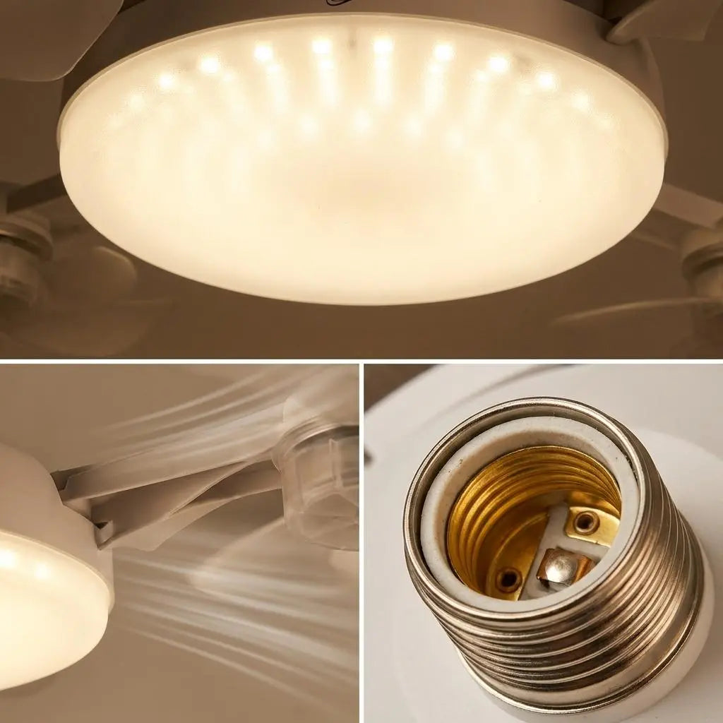 MREGB 2026 New E27 Socket Ceiling Fan Light - 2-In-1 Silent LED Fan with Remote Control, Energy-Saving Cooling & Lighting Combo for Home Bedroom Summervibes