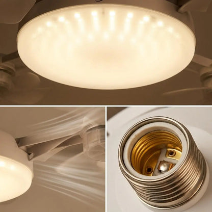 MREGB 2026 New E27 Socket Ceiling Fan Light - 2-In-1 Silent LED Fan with Remote Control, Energy-Saving Cooling & Lighting Combo for Home Bedroom Summervibes