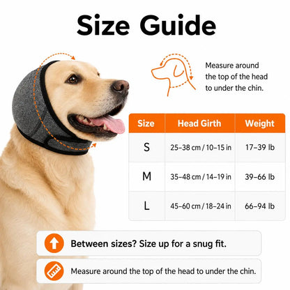 Water-Resistant Dog Ear Wrap Hoodie - Ear Protection for Bathing, Swimming & Grooming, Noise Reduction for Fireworks, Grey