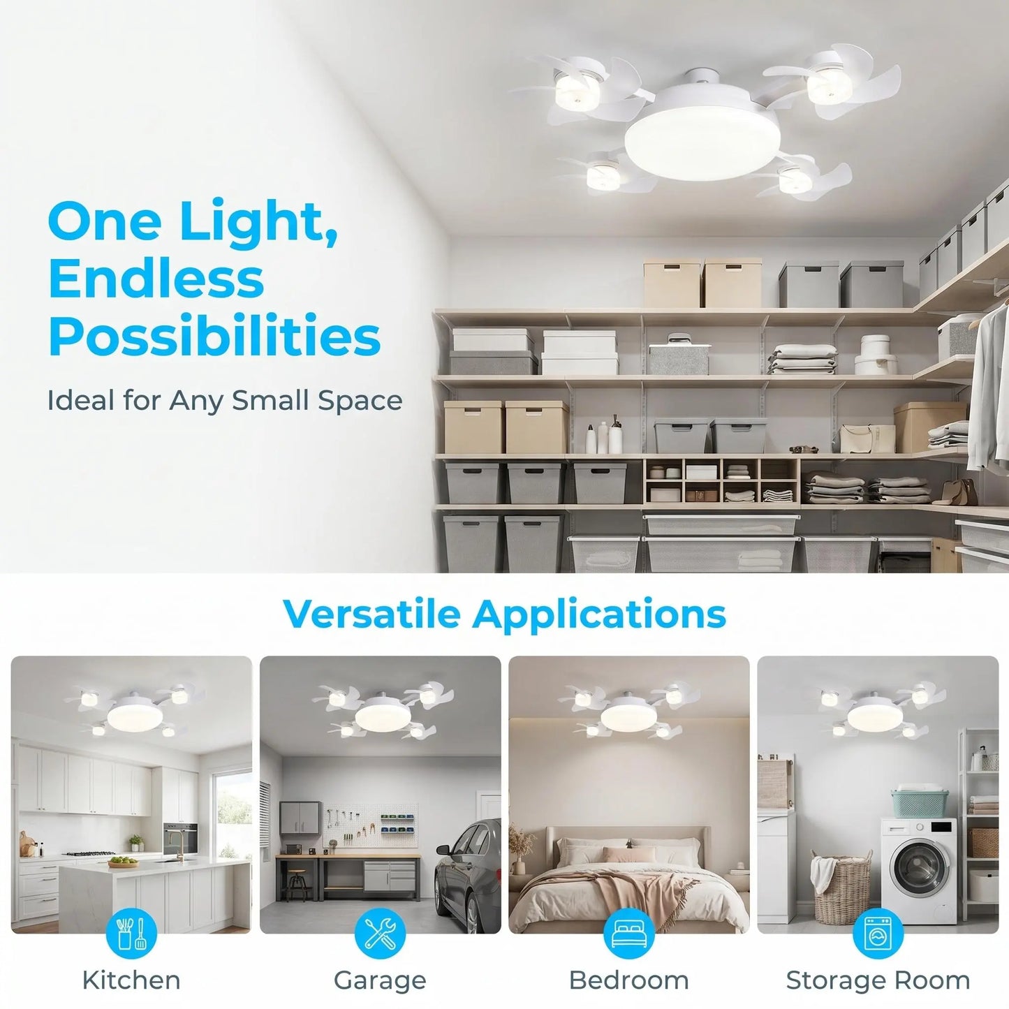 MREGB 2026 New E27 Socket Ceiling Fan Light - 2-In-1 Silent LED Fan with Remote Control, Energy-Saving Cooling & Lighting Combo for Home Bedroom Summervibes